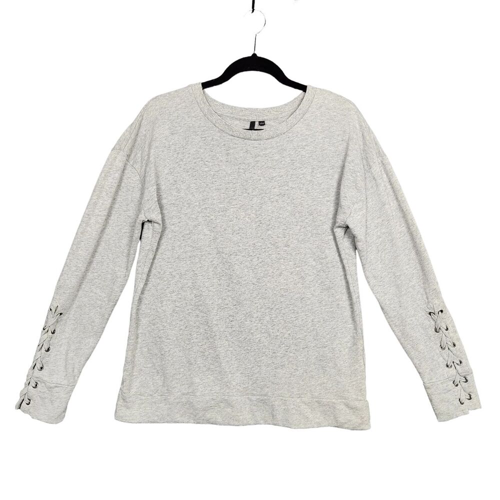 JOE'S JEANS COLLECTION Gray Lace Up Sleeve Distressed Sweatshirt SIZE SMALL